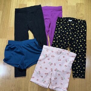 Toddler Girls Pants Lot (5) Size 3T, 4T, 5T Graphic Print Multicolor Cute Play